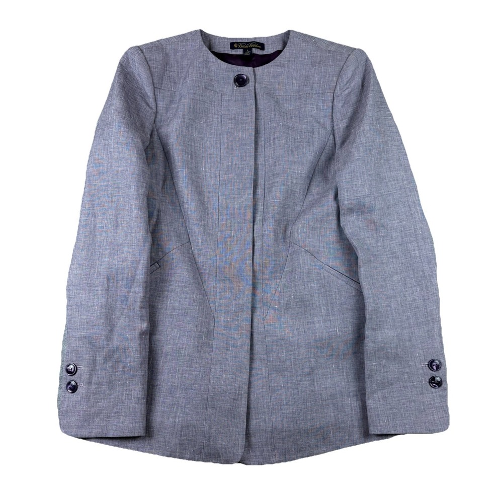 Brooks Brothers Blazer Women 6 Lavender Purple Loro Piana Linen Wool Silk Jacket